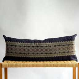 Vintage Hmong Hemp Pillow Handwoven Indigo Batik Tribal Textile - thumbnail 1