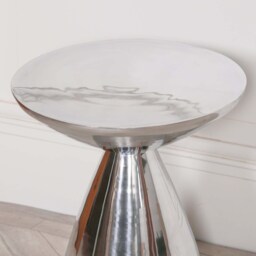 Hourglass Side Table, Cast Aluminium, Chrome Finish, Modern Accent Furniture - thumbnail 3