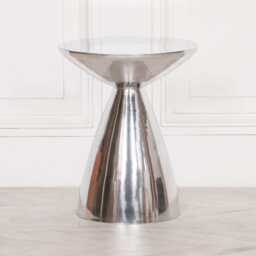Hourglass Side Table, Cast Aluminium, Chrome Finish, Modern Accent Furniture - thumbnail 2