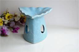 Essential Oil Diffuser Light Blue Painted Ceramic Burner Hot Porcelain Room Fragrance Feng Shui Aromatherapy Aroma Candle Warmer