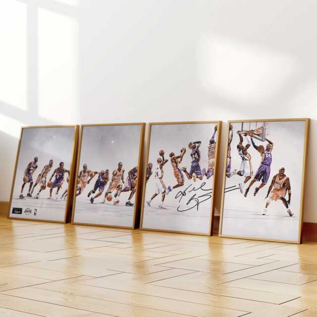 Kobe Bryant Set Of 4 Canvas/Art Print Framed Wall Art, Poster, Basketball Fan Gift, Sports Legend Decor Room - image 1