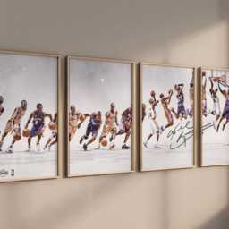 Kobe Bryant Set Of 4 Canvas/Art Print Framed Wall Art, Poster, Basketball Fan Gift, Sports Legend Decor Room - thumbnail 2