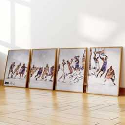 Kobe Bryant Set Of 4 Canvas/Art Print Framed Wall Art, Poster, Basketball Fan Gift, Sports Legend Decor Room - thumbnail 1