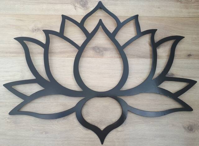 Black Lotus Flower Metal Wall Art Yoga Studio Decor - 36 Inch - image 1