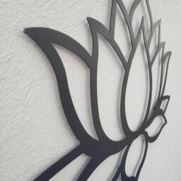 Black Lotus Flower Metal Wall Art Yoga Studio Decor - 36 Inch - thumbnail 4