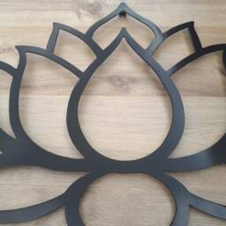 Black Lotus Flower Metal Wall Art Yoga Studio Decor - 36 Inch - thumbnail 2