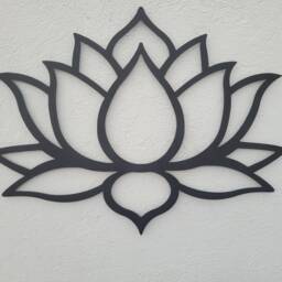 Black Lotus Flower Metal Wall Art Yoga Studio Decor - 36 Inch - thumbnail 3