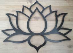 Black Lotus Flower Metal Wall Art Yoga Studio Decor - 36 Inch - thumbnail 1