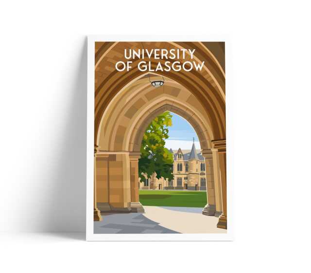 University Of Glasgow Travel Poster - Cloisters View Scotland - image 1