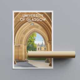 University Of Glasgow Travel Poster - Cloisters View Scotland - thumbnail 3