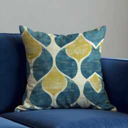 Teal & Mustard Retro Cushion Cover, Mid Century Modern Geometric Pillowcase, Textured Abstract Home Decor, Made To Order Throw Pillow Cover - thumbnail 1