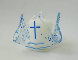 Baptism Candle Holder, Christening Candle, Fused Glass Tealight Holders - thumbnail 1