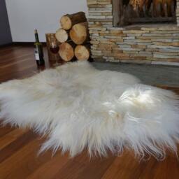"Sheepskin Icelandic White & Cream Throw Genuine Leather Wool Carpet 50""x 30" - thumbnail 3