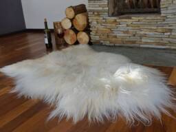 "Sheepskin Icelandic White & Cream Throw Genuine Leather Wool Carpet 50""x 30" - thumbnail 1