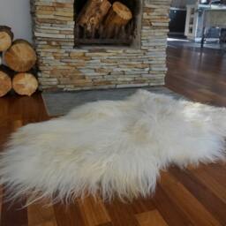 "Sheepskin Icelandic White & Cream Throw Genuine Leather Wool Carpet 50""x 30" - thumbnail 2