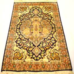 Luxury Handmade Rug Handwoven Persian Design Home Decorative Rug, 3x2 Sq.ft Size Silk On Cotton - thumbnail 2