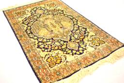 Luxury Handmade Rug Handwoven Persian Design Home Decorative Rug, 3x2 Sq.ft Size Silk On Cotton - thumbnail 1