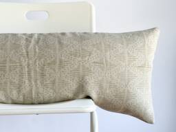 "Lumbar Pillow Cover Indian Block Print, Natural Dyed Batik - 14"" X 36" - thumbnail 1