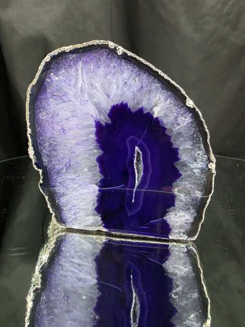 Purple Agate End Candle 1 Handpicked 1.248G H11xw11.5xd8.5cm Microcrystalline Quartz Silver Gilded Tealight Holder - image 1