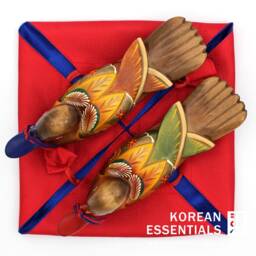 Hand-Carved, Woodcraft, Wedding Duck, Silk Giftwrap, Collectible, Asian Home Decor, Korean Artisan, Thanksgiving, Wedding, Anniversary Gift - thumbnail 4