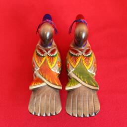 Hand-Carved, Woodcraft, Wedding Duck, Silk Giftwrap, Collectible, Asian Home Decor, Korean Artisan, Thanksgiving, Wedding, Anniversary Gift - thumbnail 2
