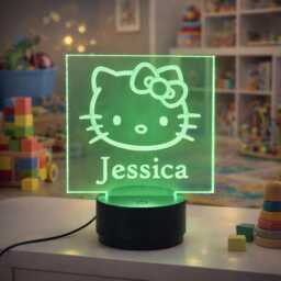 Personalized Kawaii Cat Night Light - 3D Illusion Led Lamp, Nursery Decor - thumbnail 4
