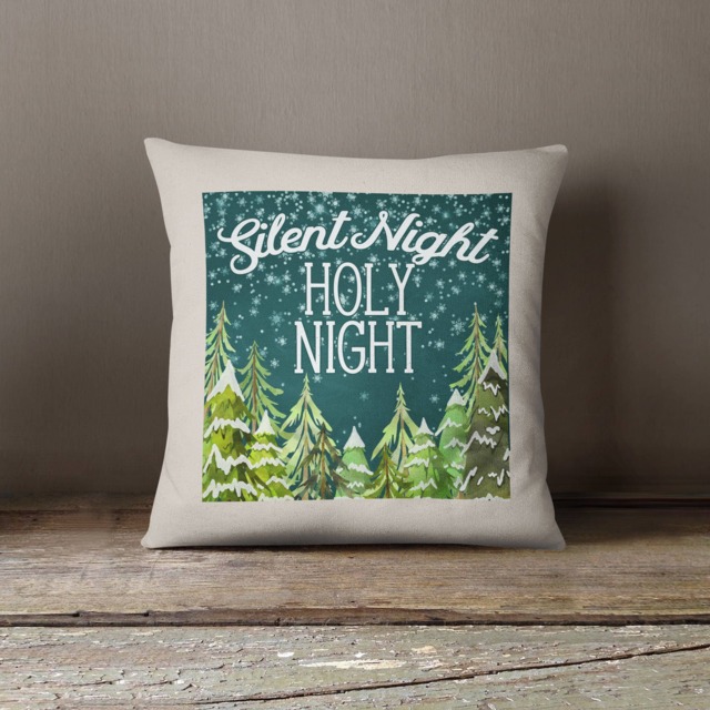 Christmas Decorative Pillow Sham - Silent Night Holy Carol 18 - image 1