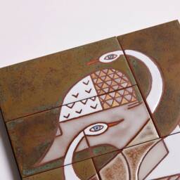 Hand-Painted Ceramic Swan Tile Art, Elegant Home Decor - thumbnail 3
