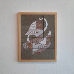 Hand-Painted Ceramic Swan Tile Art, Elegant Home Decor - thumbnail 2