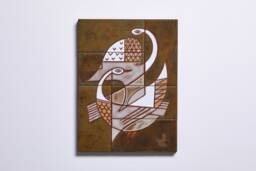 Hand-Painted Ceramic Swan Tile Art, Elegant Home Decor