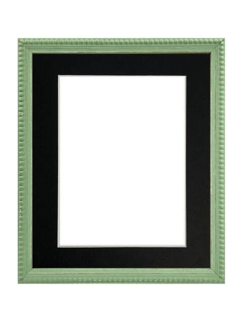 Crown Green Photo Frame With Black Mount, Wooden Bobbin Distressed - image 1