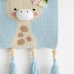 Crochet Giraffe Nursery Wall Hanging - Handmade Baby Room Decor - thumbnail 3