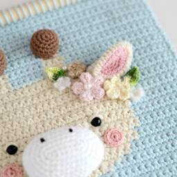Crochet Giraffe Nursery Wall Hanging - Handmade Baby Room Decor - thumbnail 2
