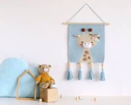 Crochet Giraffe Nursery Wall Hanging - Handmade Baby Room Decor - thumbnail 1