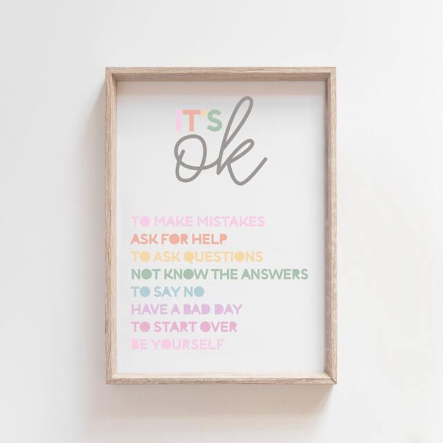 Girls Affirmation Print, Bedroom, Pastel Colours, Rainbow Wall Art, Positive Prints, Nursery, Playroom, Feelings Poster, Teacher - image 1