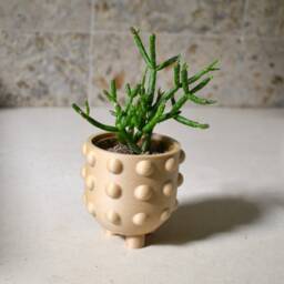 "Wood Planter Mid Century Modern ""Dots" - thumbnail 3