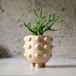 "Wood Planter Mid Century Modern ""Dots" - thumbnail 2