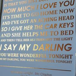 A4 Metallic Foil Song Lyrics Wall Art, Personalised Print With Wedding First Dance, Favourite in Copper, Gold, Silver Or Rose Gold - thumbnail 3