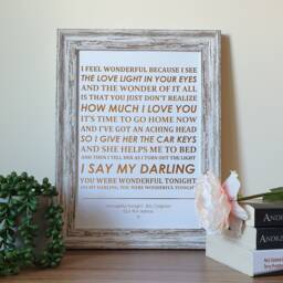 A4 Metallic Foil Song Lyrics Wall Art, Personalised Print With Wedding First Dance, Favourite in Copper, Gold, Silver Or Rose Gold - thumbnail 2