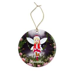 Personalised Fairy Christmas Ornament Custom Name Bauble Ceramic Or Mdf Acrylic Disc - thumbnail 3