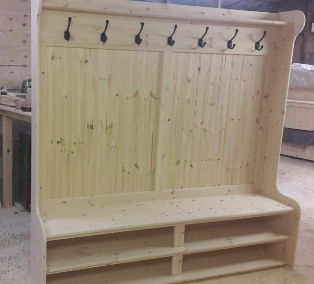 5Ft Wide Coat Rack, Boot Room, Hallway Bench, Monks Bench, Shoe Storage, Any Size Made Delivery Cost Shown On The 2nd Photo - image 1