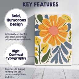 Oversized Golden Daisy Flower Botanical Folk Art Illustration Canvas Wall Print Decor Picture Ready To Hang - thumbnail 2