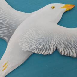 Simply. Fly High Flying Seagull Bird Wall Art Beach Coastal & Nautical Decor Wooden Painted White Large Hanging Sculpture - thumbnail 2