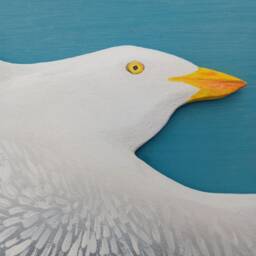 Simply. Fly High Flying Seagull Bird Wall Art Beach Coastal & Nautical Decor Wooden Painted White Large Hanging Sculpture - thumbnail 3
