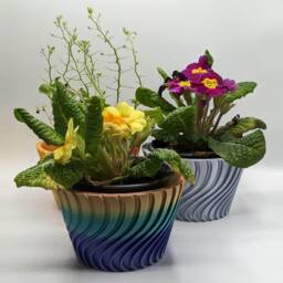 Modern Twisted Plant Pot, Multicoloured Geometric Planter, 3D Printed - thumbnail 4