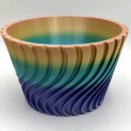 Modern Twisted Plant Pot, Multicoloured Geometric Planter, 3D Printed - thumbnail 2
