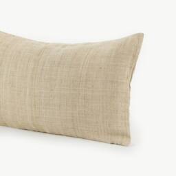 Handwoven Hmong Hemp Pillow Cover, Light Rustic Undyed Textile - thumbnail 2