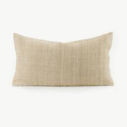 Handwoven Hmong Hemp Pillow Cover, Light Rustic Undyed Textile - thumbnail 1