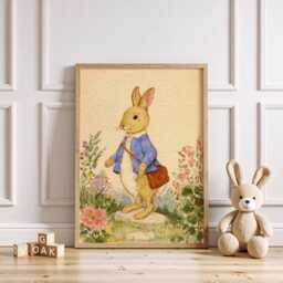 Peter Rabbit Nursery Art Print Vintage Storybook Illustration - thumbnail 3