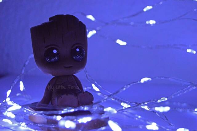 Groot Figure - Galaxy Decoration Polymer Clay Cute Kawaii Cake Topper Tree Trunk - image 1